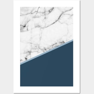 Real White Marble Half Ocean Sapphire Steel Blue Posters and Art